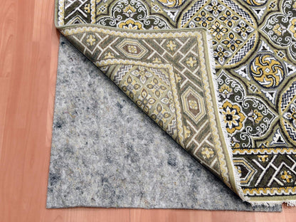 Brown 4'0" x 6'2" Transitional Hand knotted Wool/Silk Rug - Sku: O075133
