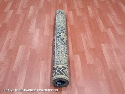 Brown 4'0" x 6'2" Transitional Hand knotted Wool/Silk Rug - Sku: O075133