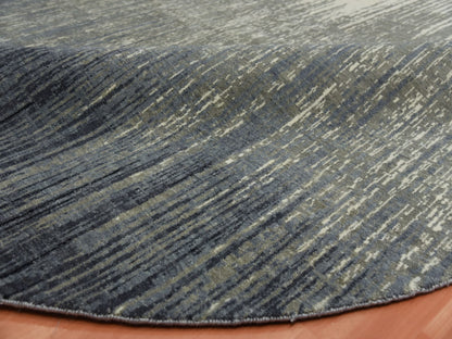 Blue 9'0" x 9'1" Modern and Contemporary Hand knotted Wool Rug - Sku: O075142