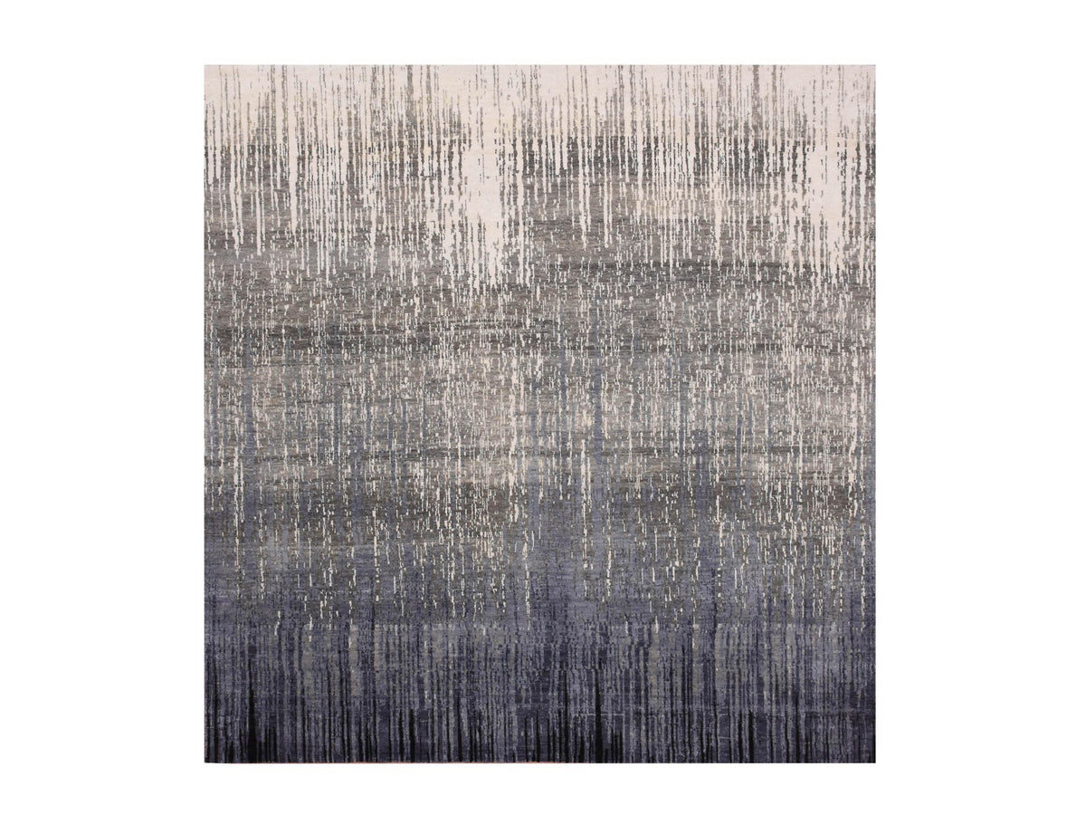 Modern / Contemporary hand-knotted wool rug in Gray & Brown, 8' x 8'4" — SKU O075143
