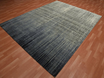 Grey 8'0" x 10'3" Modern / Contemporary Hand knotted Wool Rug - Sku: O075144