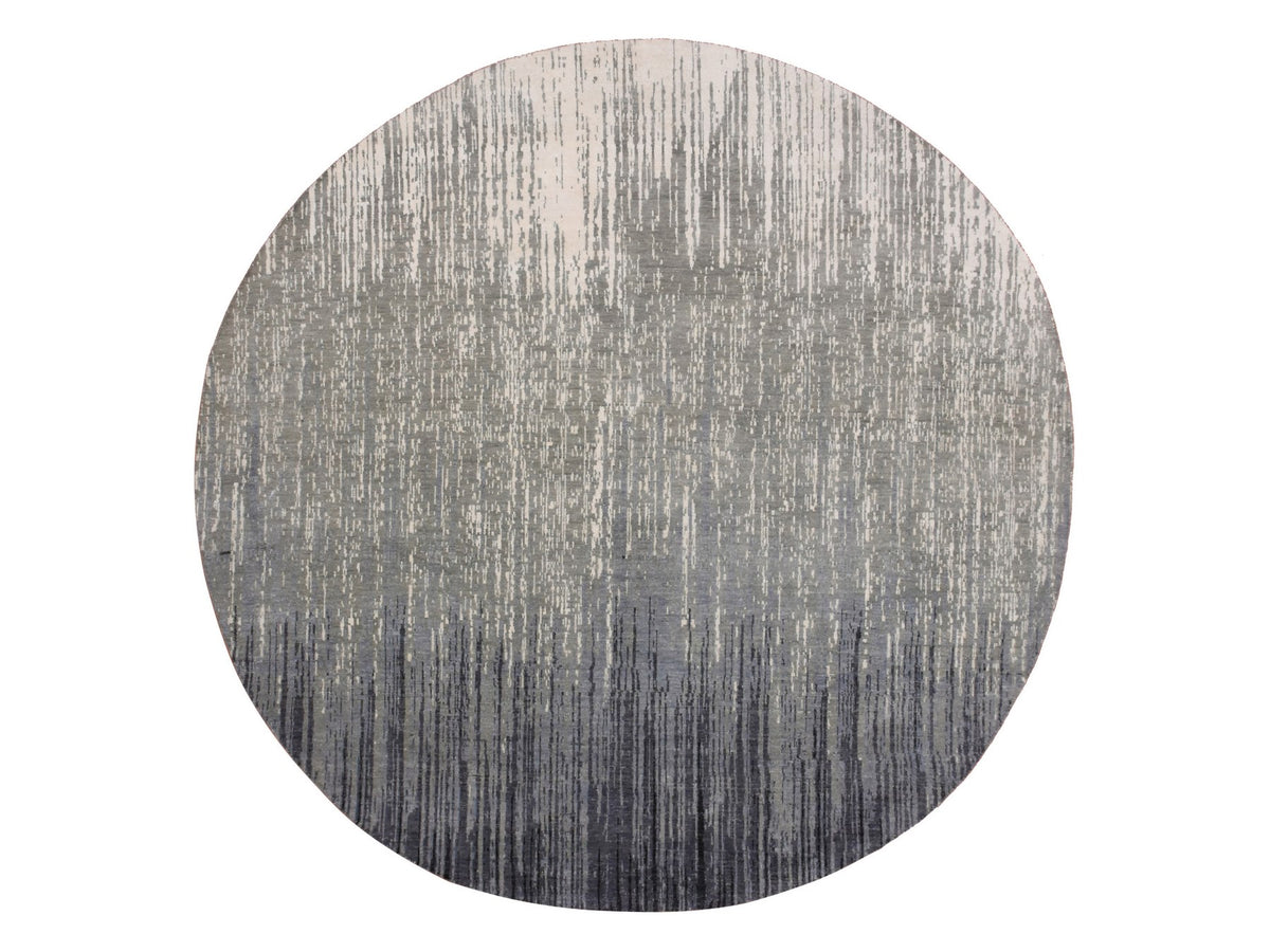 Modern / Contemporary hand-knotted wool rug in Gray & Brown, 7'10" x 8'1" — SKU O075145