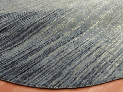 Grey 7'10" x 8'1" Modern / Contemporary Hand knotted Wool Rug - Sku: O075145