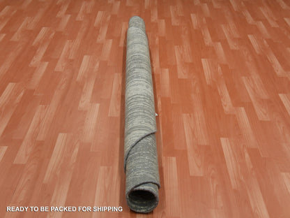 Grey 7'0" x 7'2" Modern / Contemporary Hand knotted Wool Rug - Sku: O075147