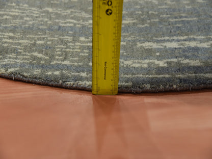 Grey 7'0" x 7'2" Modern / Contemporary Hand knotted Wool Rug - Sku: O075147