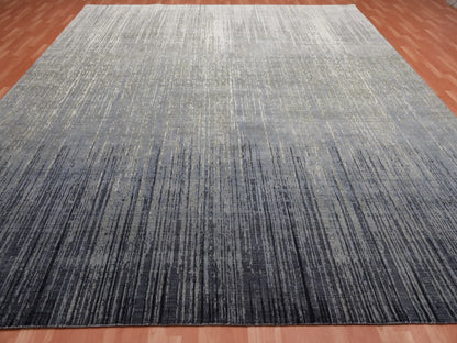 Modern / Contemporary hand-knotted wool rug in Gray, 12'2" x 15' — SKU O075152 (view 3)