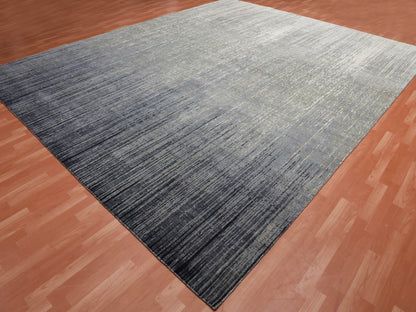 Modern / Contemporary hand-knotted wool rug in Gray, 12'2" x 15' — SKU O075152 (view 4)
