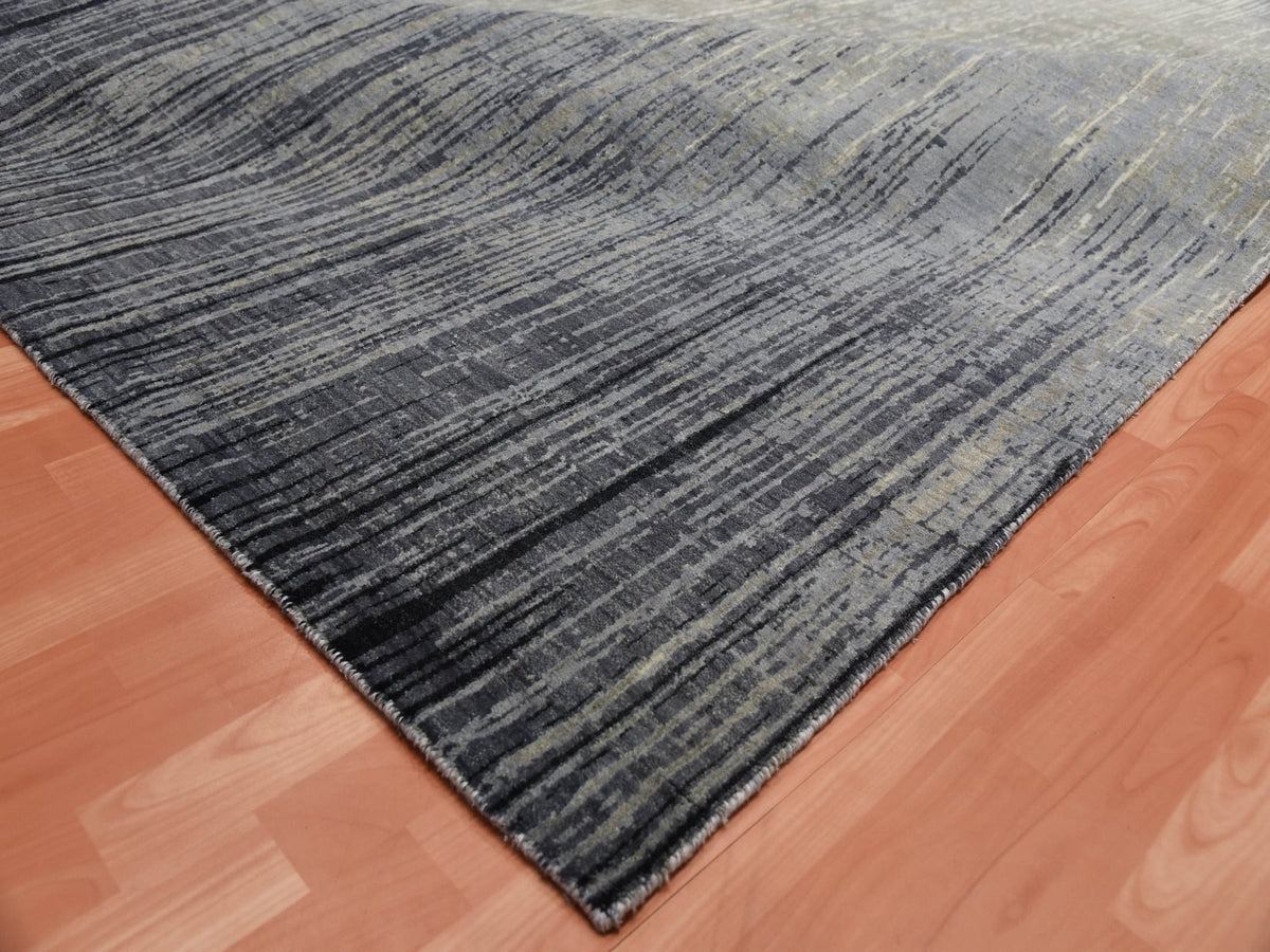 Modern / Contemporary hand-knotted wool rug in Gray, 12'2" x 15' — SKU O075152 (view 7)