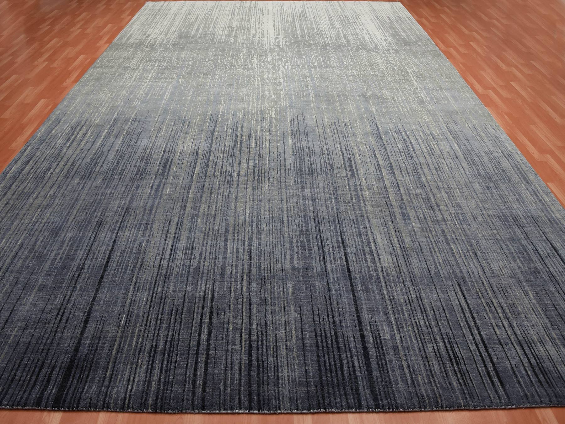 Modern / Contemporary hand-knotted wool rug in Gray, 12'2" x 18' — SKU O075153 (view 2)