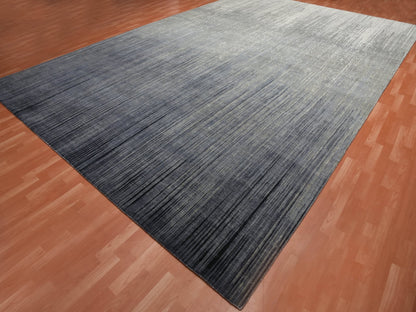 Grey 12'2" x 18'0" Modern / Contemporary Hand knotted Wool Rug - Sku: O075153