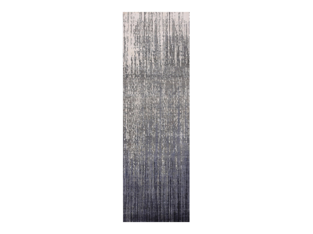 Modern / Contemporary hand-knotted wool runner in Gray, 2'6" x 8' — SKU O075157