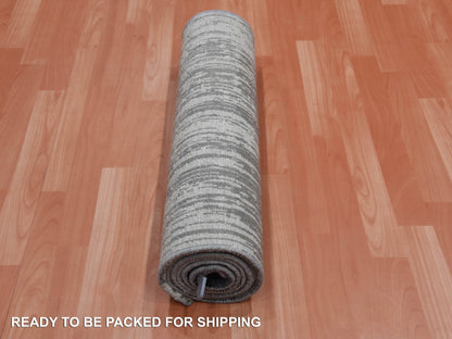 Modern / Contemporary hand-knotted wool runner in Gray, 2'6" x 8' — SKU O075157 (view 5)