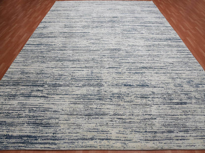 Modern / Contemporary hand-knotted wool/silk rug in Ivory, 11'7" x 14'10" — SKU O075161 (view 3)