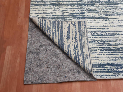 Modern / Contemporary hand-knotted wool/silk rug in Ivory, 11'7" x 14'10" — SKU O075161 (view 5)