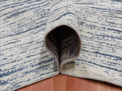 Modern / Contemporary hand-knotted wool/silk rug in Ivory, 11'7" x 14'10" — SKU O075161 (view 6)