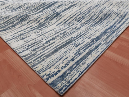 Ivory 11'7" x 14'10" Modern and Contemporary Hand knotted Wool/Silk Rug - Sku: O075161