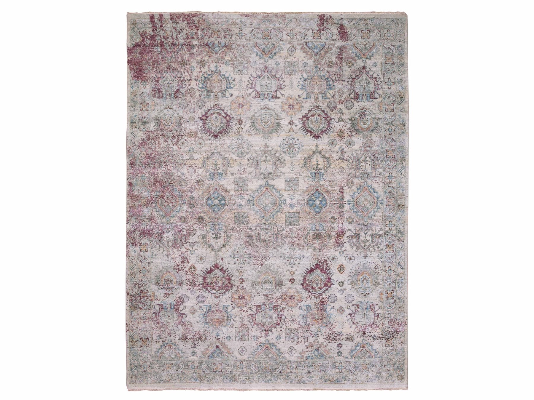 Transitional hand-knotted wool rug in Ivory, 9' x 12' — SKU O075165