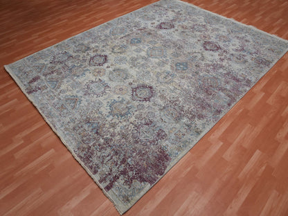 Transitional hand-knotted wool rug in Ivory, 9' x 12' — SKU O075165 (view 3)
