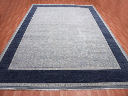 Blue 12'2" x 15'3" Modern and Contemporary Hand knotted Wool Rug - Sku: O075169