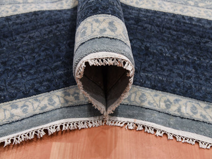 Blue 12'2" x 15'3" Modern and Contemporary Hand knotted Wool Rug - Sku: O075169