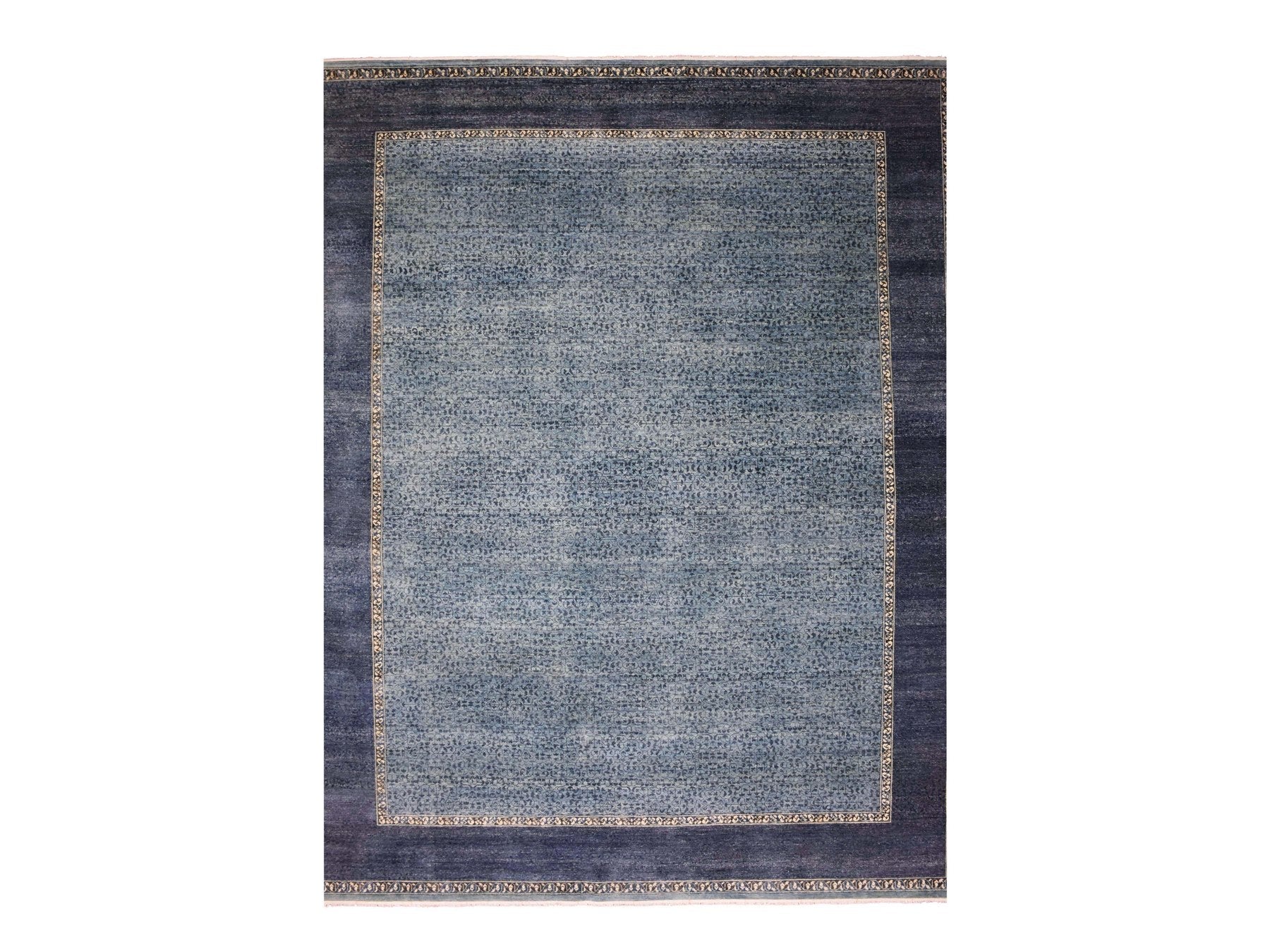Modern / Contemporary hand-knotted wool rug in Blue, 12' x 15'4", SKU O075170
