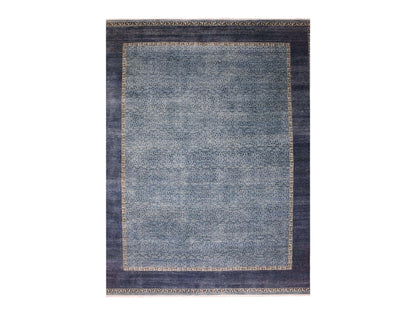 Modern / Contemporary hand-knotted wool rug in Blue, 12' x 15'4", SKU O075170