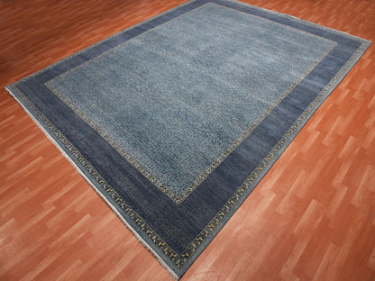 Modern / Contemporary hand-knotted wool rug in Blue, 12' x 15'4", SKU O075170 (view 4)