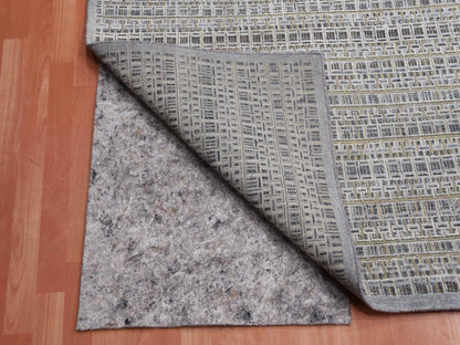 Grey 14'0" x 20'4" Modern / Contemporary Hand knotted Wool/Silk Rug - Sku: O075173
