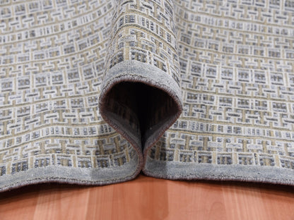 Grey 14'0" x 20'4" Modern / Contemporary Hand knotted Wool/Silk Rug - Sku: O075173