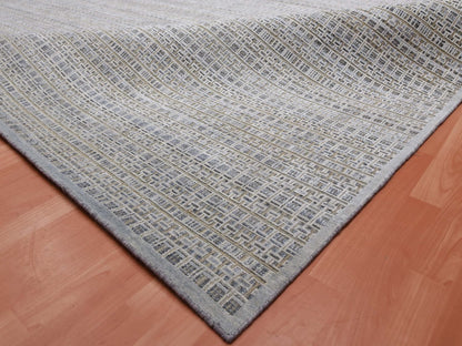 Grey 14'0" x 20'4" Modern / Contemporary Hand knotted Wool/Silk Rug - Sku: O075173