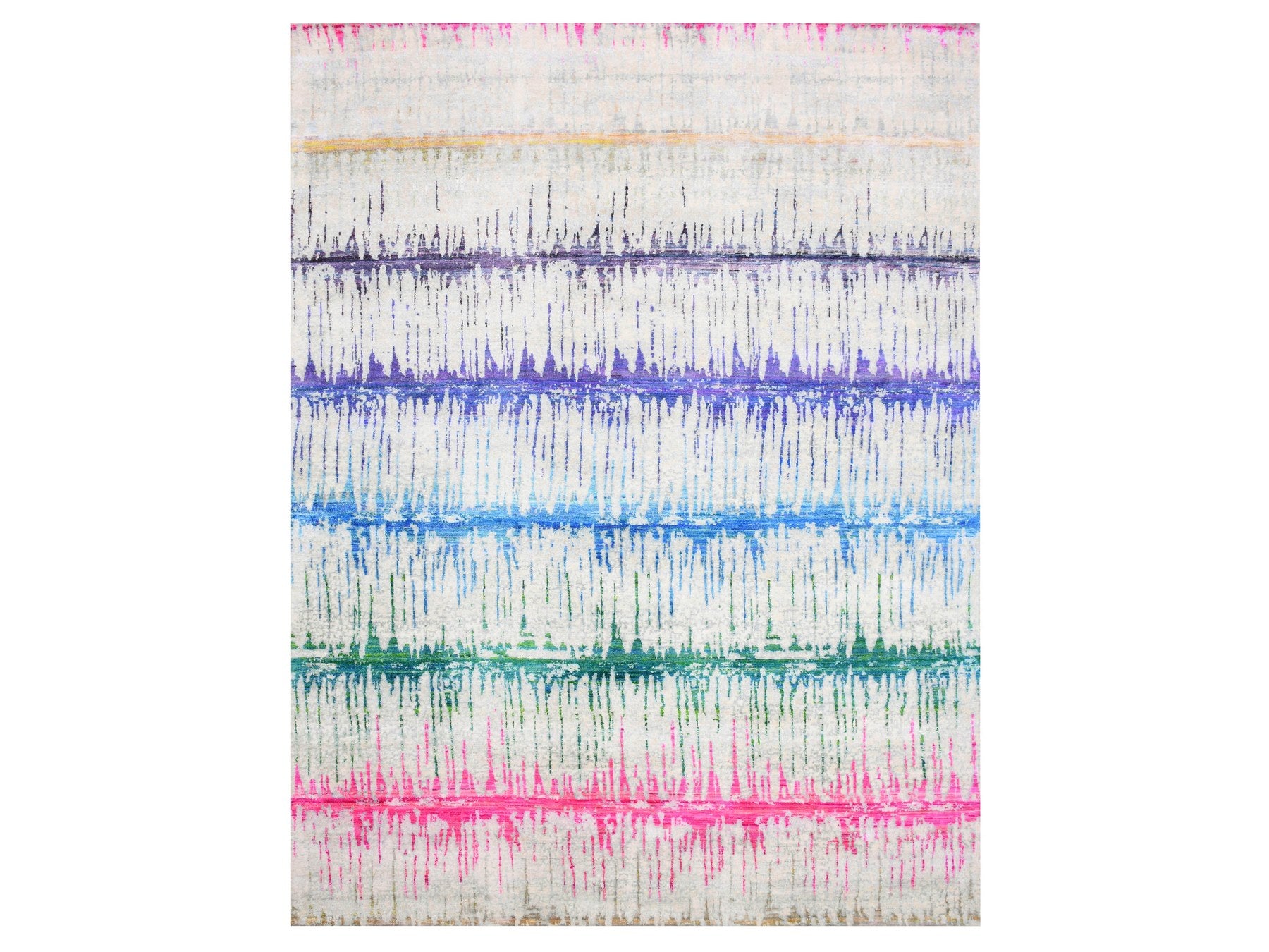 Modern / Contemporary hand-knotted wool/sari silk rug in Ivory, 9'1" x 12' — SKU O075174