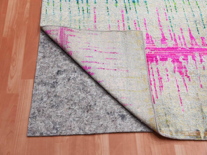 Ivory 9'1" x 12'0" Modern and Contemporary Hand knotted Wool/Silk Rug - Sku: O075174