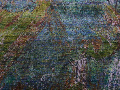 Green 8'0" x 9'10" Modern / Contemporary Hand knotted Wool/Silk Rug - Sku: O075177