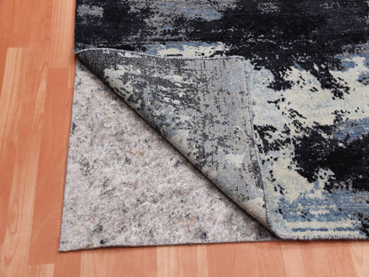 Black 7'10" x 9'10" Modern and Contemporary Hand knotted Wool Rug - Sku: O075178