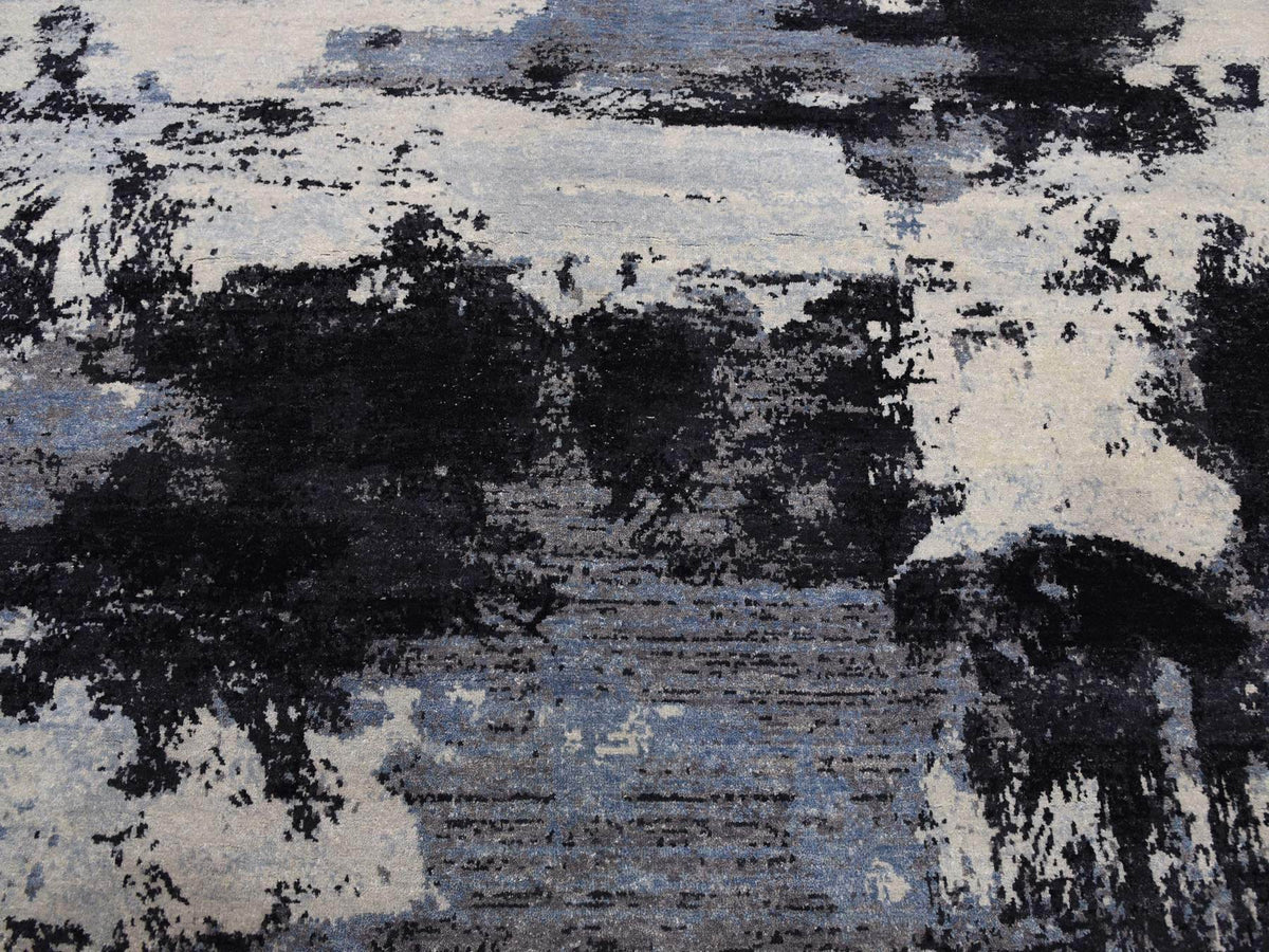 Modern / Contemporary hand-knotted wool rug in Black, 7'10" x 9'10" — SKU O075178 (view 8)