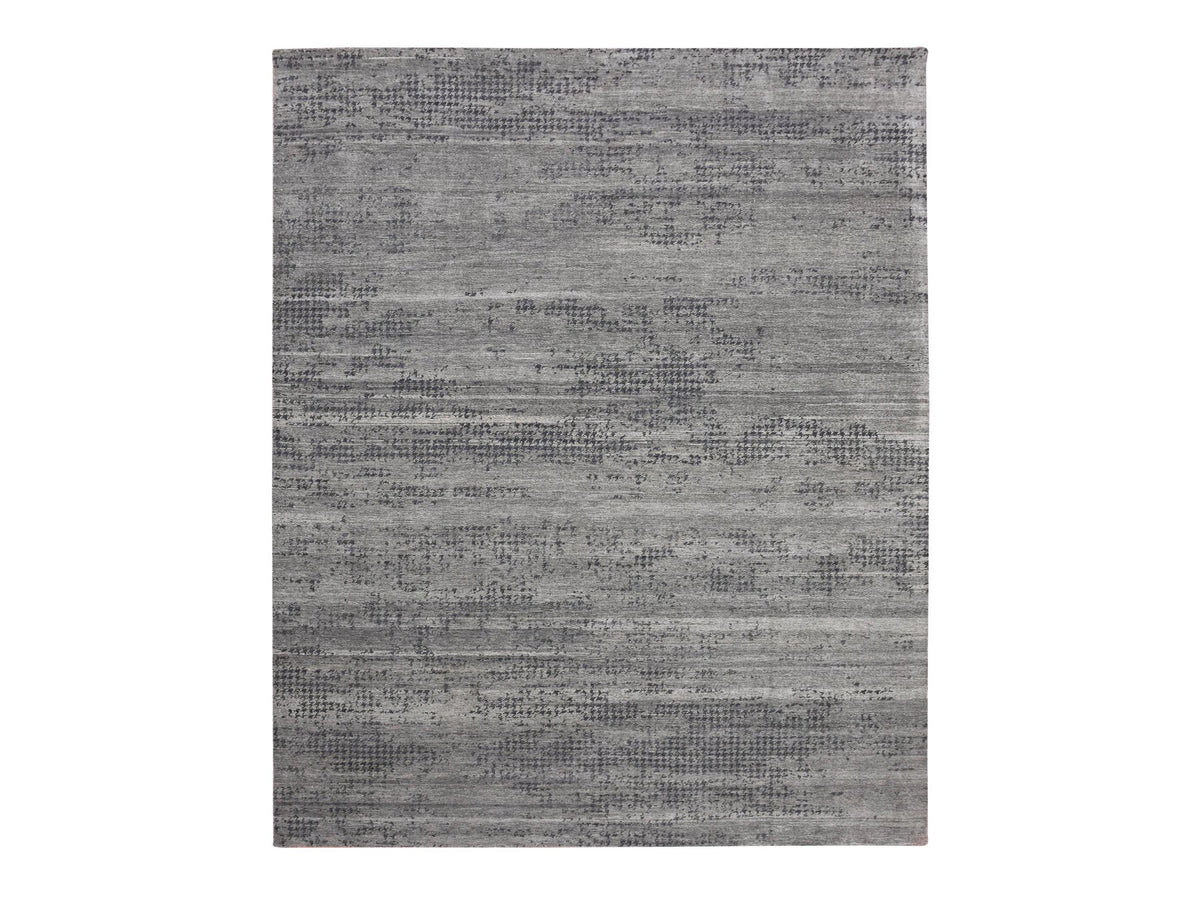 Modern / Contemporary hand-knotted silk rug in Gray, 8' x 10'1" — SKU O075179