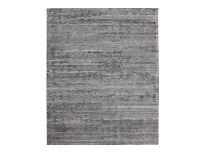 Modern / Contemporary hand-knotted silk rug in Gray, 8' x 10'1" — SKU O075179