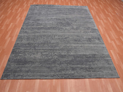 Modern / Contemporary hand-knotted silk rug in Gray, 8' x 10'1" — SKU O075179 (view 2)