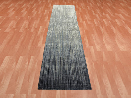 Modern / Contemporary hand-knotted wool runner in Gray, 2'6" x 10'2" — SKU O075183 (view 2)