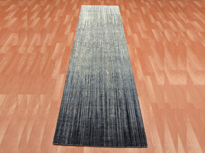 Modern / Contemporary hand-knotted wool runner in Gray, 2'6" x 10'2" — SKU O075184 (view 2)