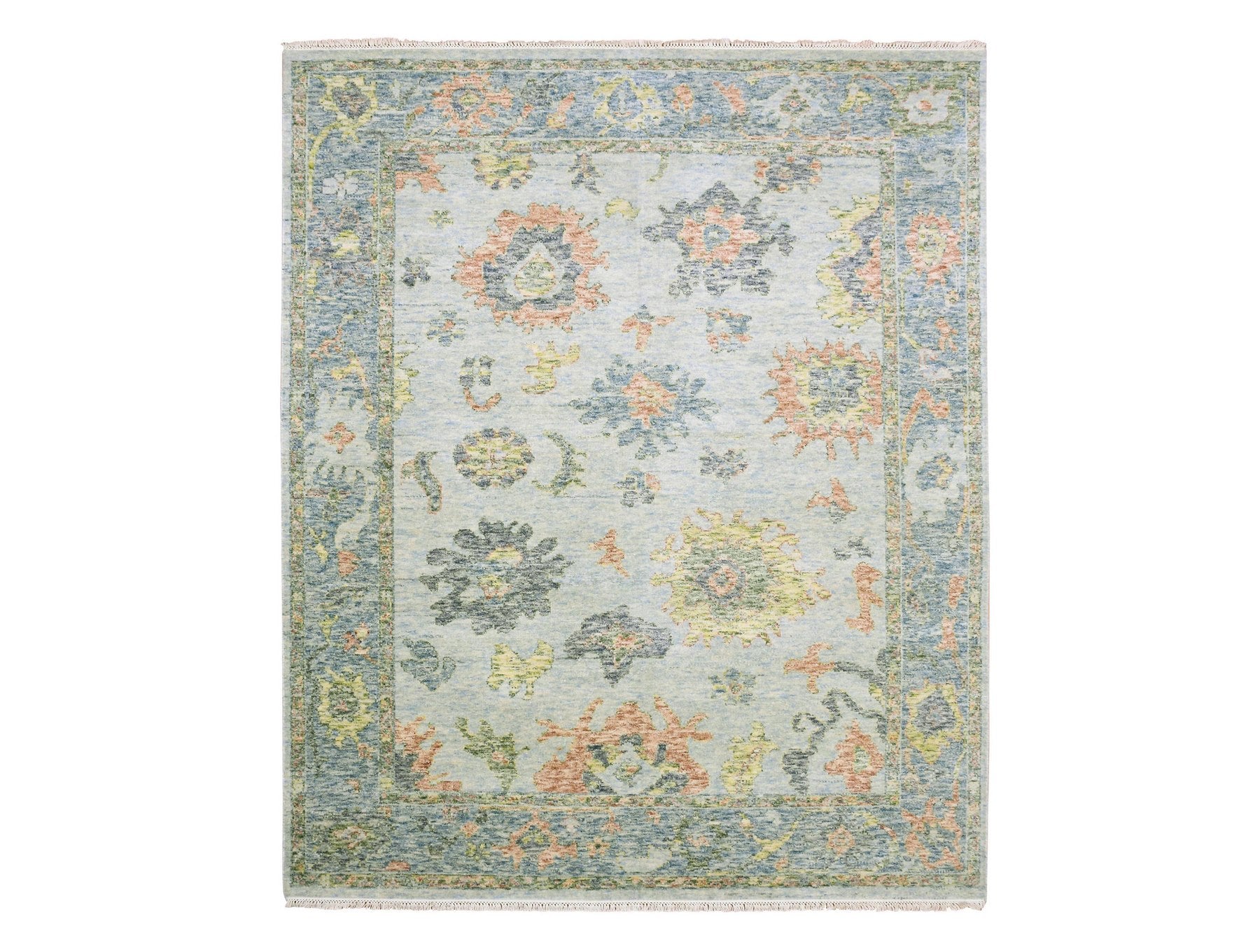 Oushak Oushak hand-knotted wool rug in Gray & Blue, 8' x 10' — SKU O075186