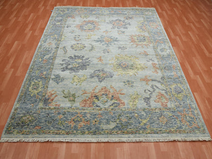 Grey 8'0" x 10'0" Oushak And Peshawar Hand knotted Wool Rug - Sku: O075186