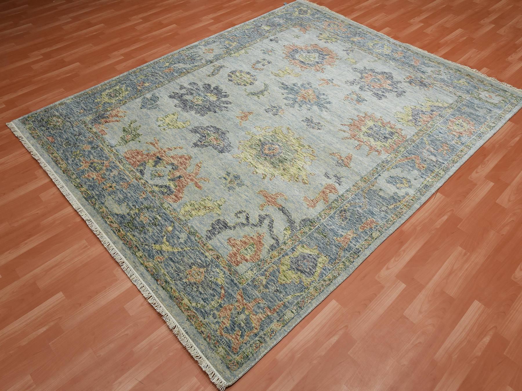 Oushak Oushak hand-knotted wool rug in Gray & Blue, 8' x 10' — SKU O075186 (view 3)