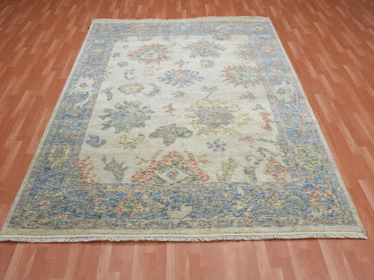 Oushak Oushak hand-knotted wool rug in Ivory & Blue, 8' x 9'9" — SKU O075188 (view 2)