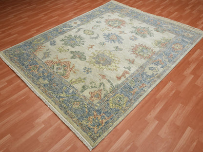 Oushak Oushak hand-knotted wool rug in Ivory & Blue, 8' x 9'9" — SKU O075188 (view 3)