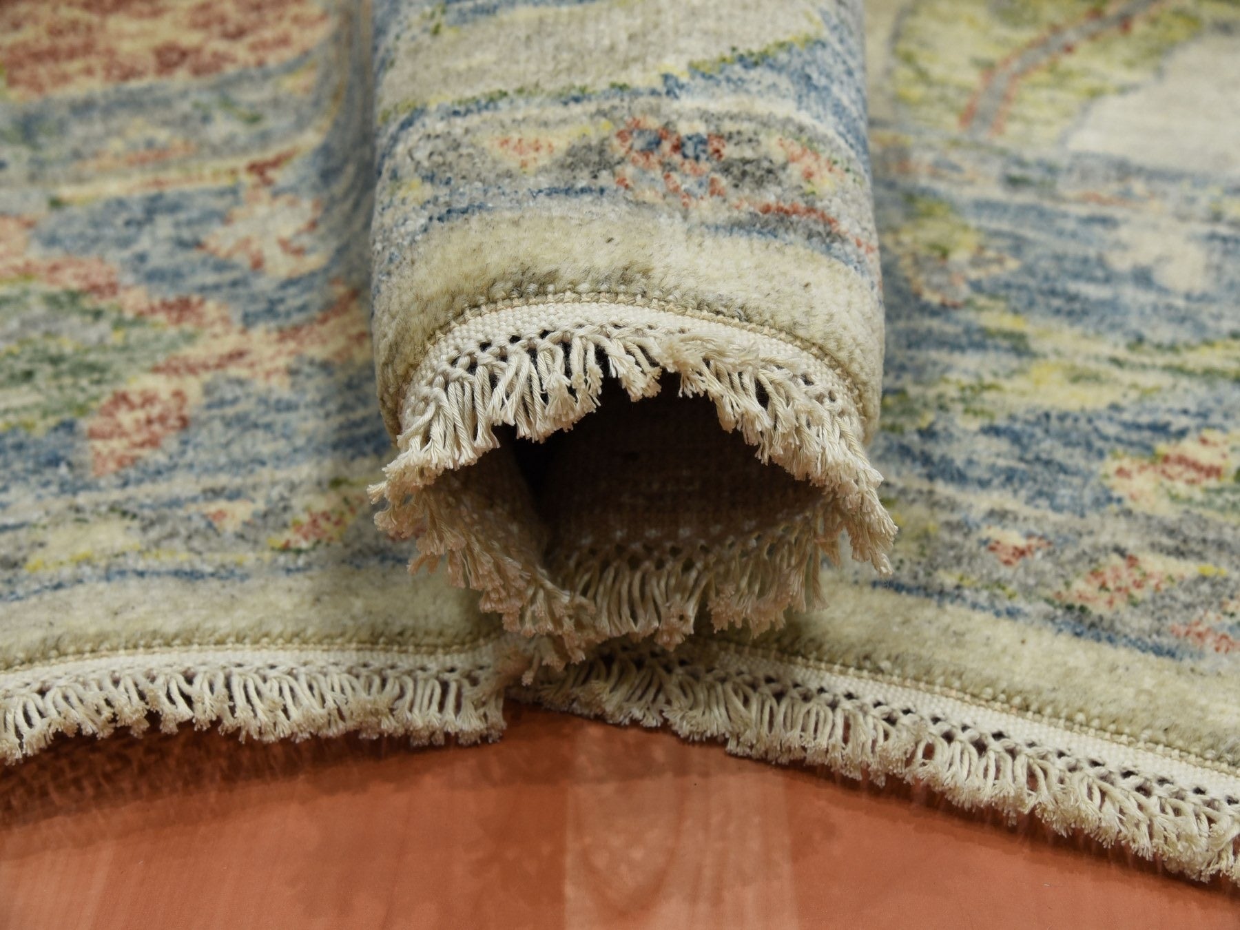Oushak Oushak hand-knotted wool rug in Ivory & Blue, 8' x 9'9" — SKU O075188 (view 5)