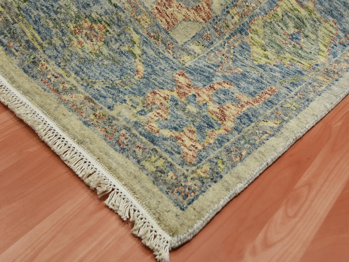 Oushak Oushak hand-knotted wool rug in Ivory & Blue, 8' x 9'9" — SKU O075188 (view 6)
