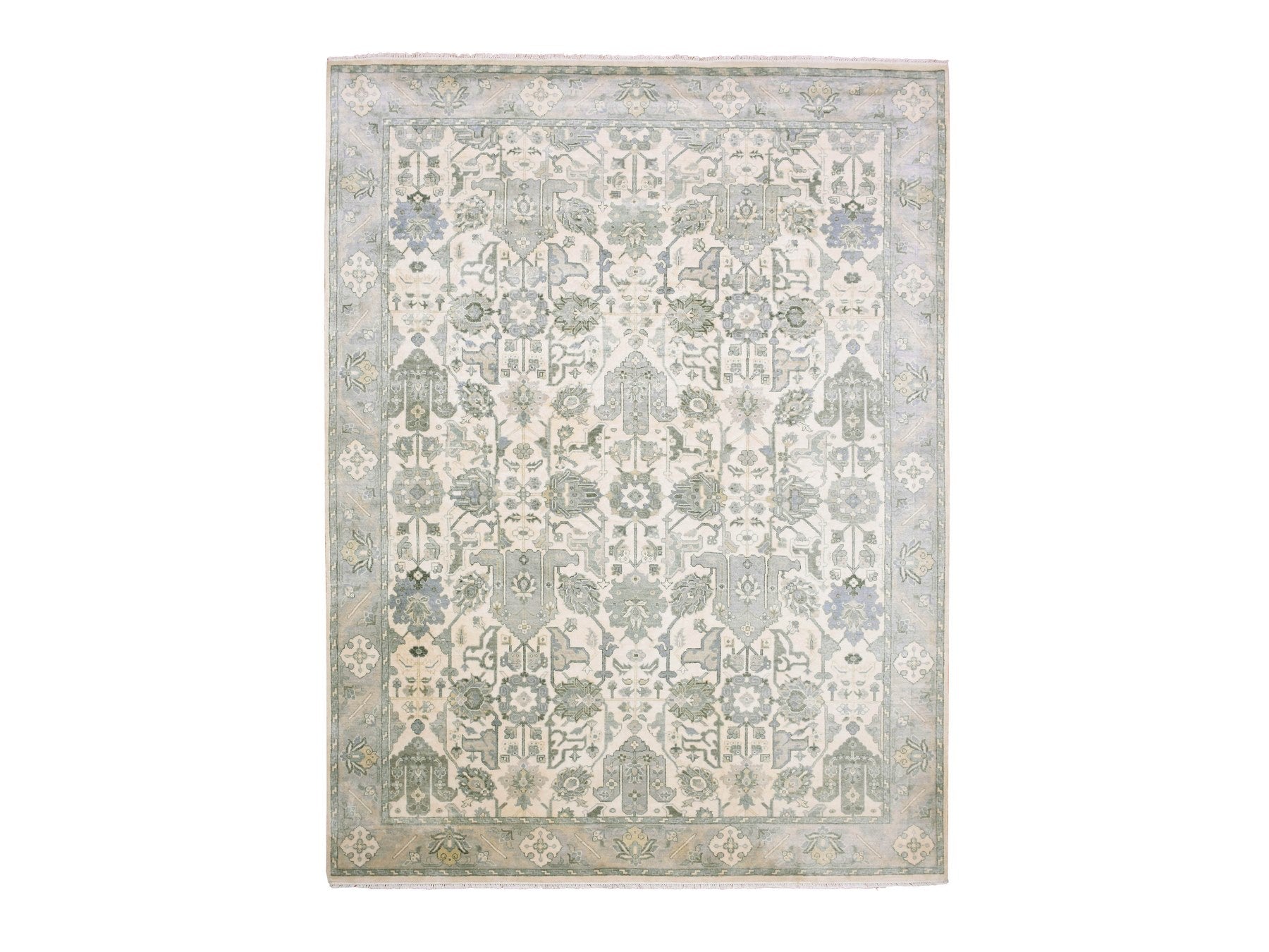 Oushak Oushak hand-knotted silk rug in Ivory & Gray, 9'1" x 12'1" — SKU O075192