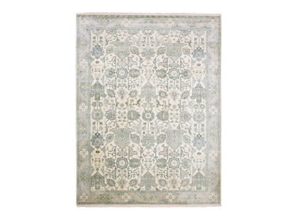Oushak Oushak hand-knotted silk rug in Ivory & Gray, 9'1" x 12'1" — SKU O075192