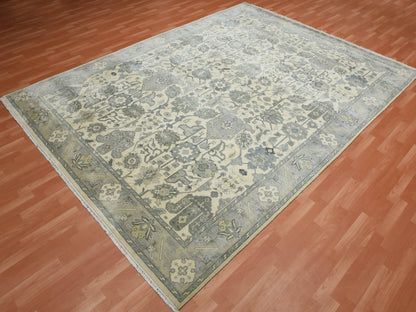 Oushak Oushak hand-knotted silk rug in Ivory & Gray, 9'1" x 12'1" — SKU O075192 (view 3)